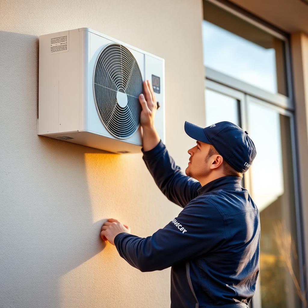 Technicien certifié F-Gas installant une climatisation au Luxembourg